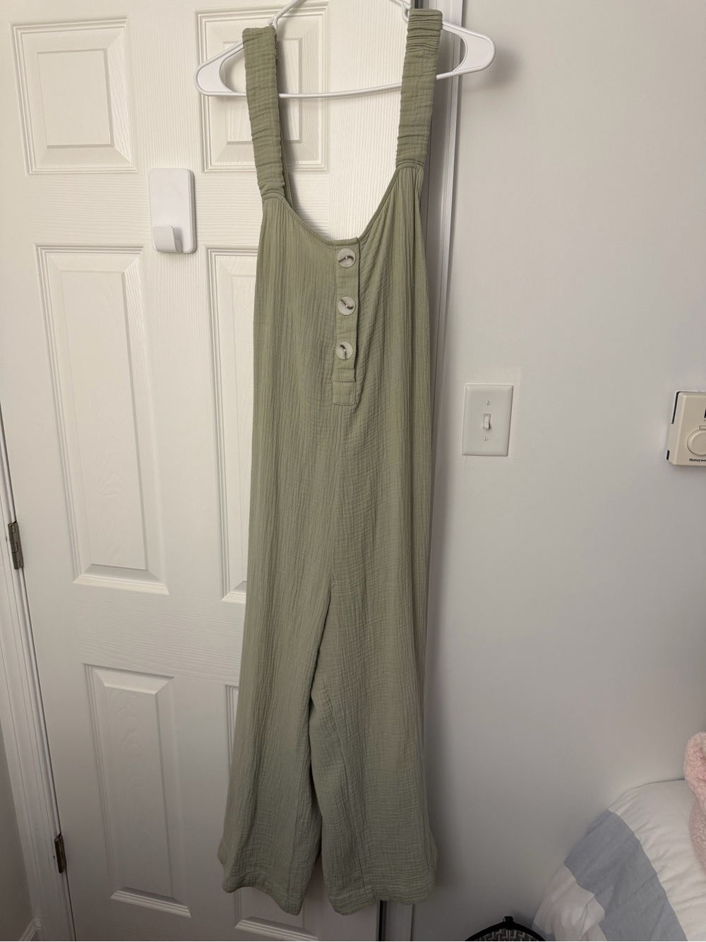 Zara Olive Green Wide-Leg Button-Front Jumpsuit / Overalls